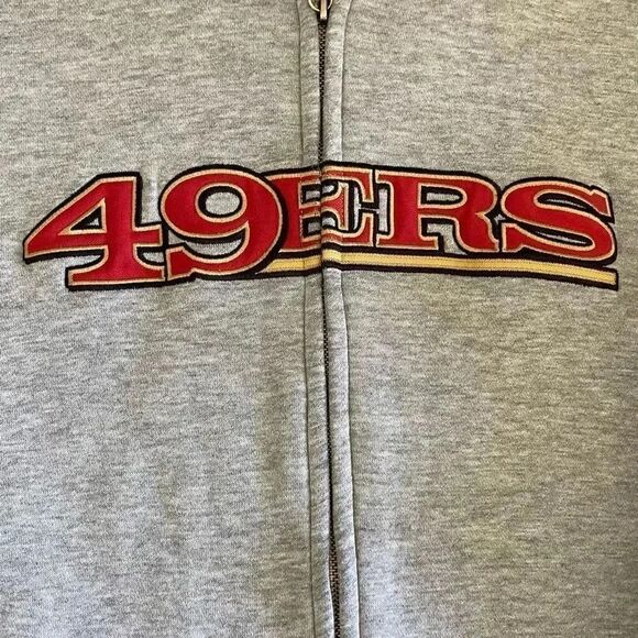 Authentic NFL 49ers Gray Long Sleeves Unisex Hoodie Sweatshirt SZ L 
#1246 - Picture 9 of 13